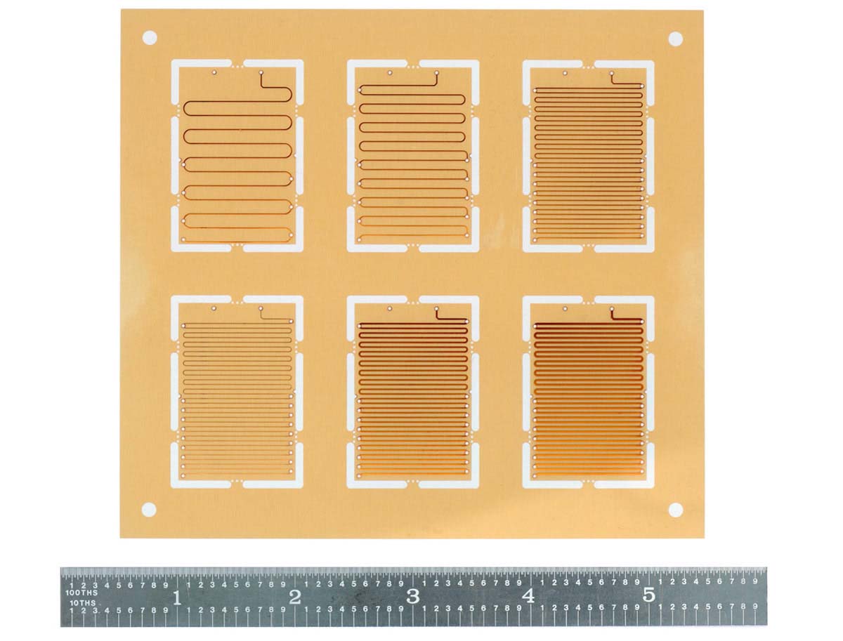 six antenna designs for wireless linking printed on 0.006 inch thick printed circuit board dielectric material